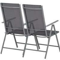Set 2 Sedie Pieghevoli da Giardino Grigio Sdraio da Esterno Tessuto Traspirante