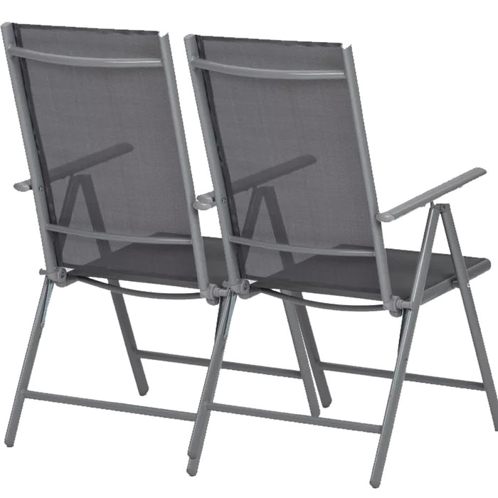 Set 2 Sedie Pieghevoli da Giardino Grigio Sdraio da Esterno Tessuto Traspirante