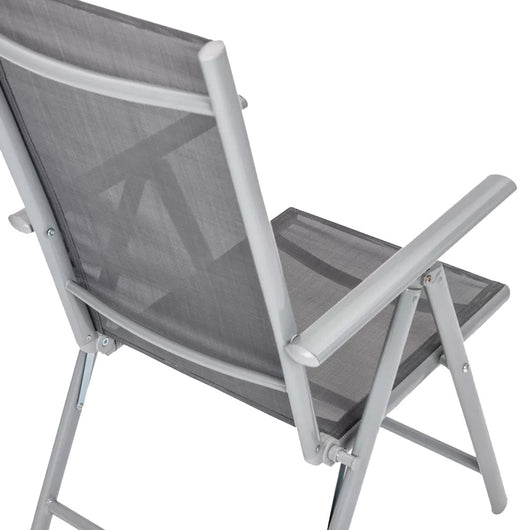 Set 2 Sedie Pieghevoli da Giardino Grigio Sdraio da Esterno Tessuto Traspirante