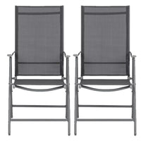 Set 2 Sedie Pieghevoli da Giardino Grigio Sdraio da Esterno Tessuto Traspirante