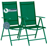 Set 2 Sedie Pieghevoli da Giardino Verde Sdraio da Esterno Tessuto Traspirante