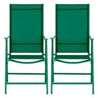 Set 2 Sedie Pieghevoli da Giardino Verde Sdraio da Esterno Tessuto Traspirante