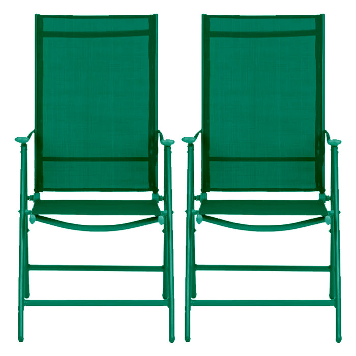 Set 2 Sedie Pieghevoli da Giardino Verde Sdraio da Esterno Tessuto Traspirante