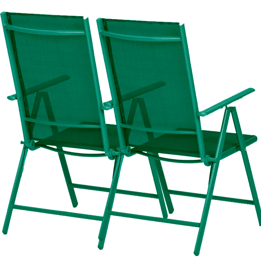 Set 2 Sedie Pieghevoli da Giardino Verde Sdraio da Esterno Tessuto Traspirante