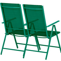 Set 2 Sedie Pieghevoli da Giardino Verde Sdraio da Esterno Tessuto Traspirante