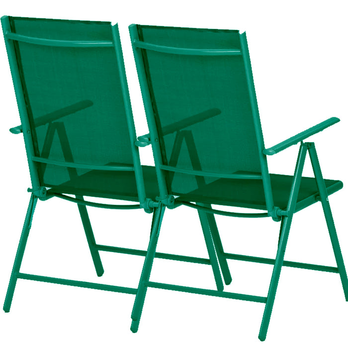 Set 2 Sedie Pieghevoli da Giardino Verde Sdraio da Esterno Tessuto Traspirante