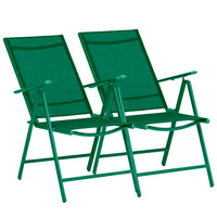 Set 2 Sedie Pieghevoli da Giardino Verde Sdraio da Esterno Tessuto Traspirante