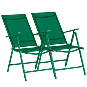 Set 2 Sedie Pieghevoli da Giardino Verde Sdraio da Esterno Tessuto Traspirante