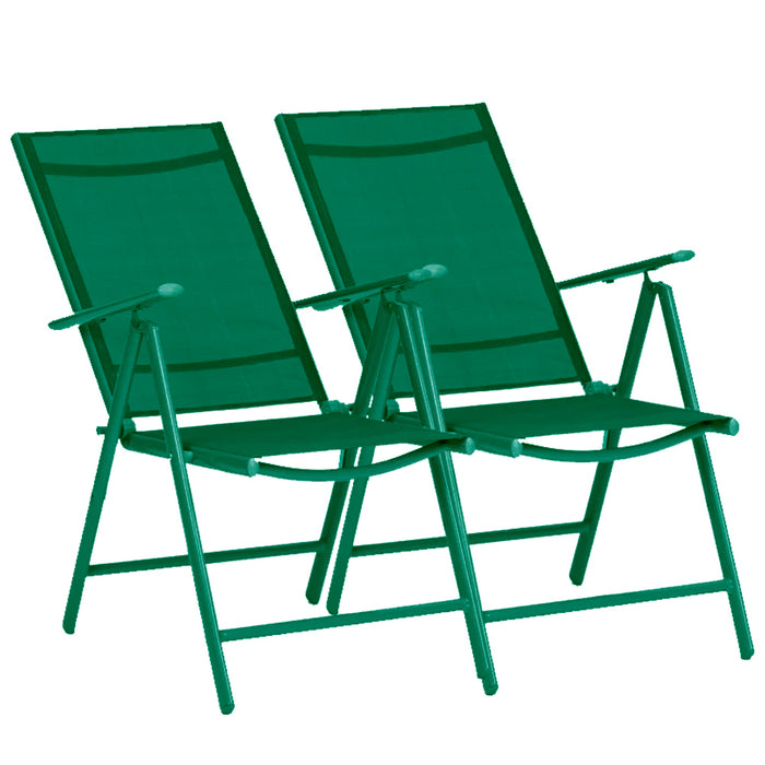 Set 2 Sedie Pieghevoli da Giardino Verde Sdraio da Esterno Tessuto Traspirante