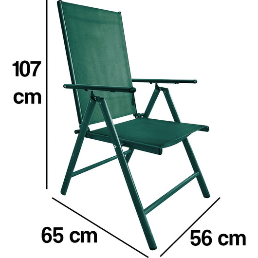 Set 2 Sedie Pieghevoli da Giardino Verde Sdraio da Esterno Tessuto Traspirante
