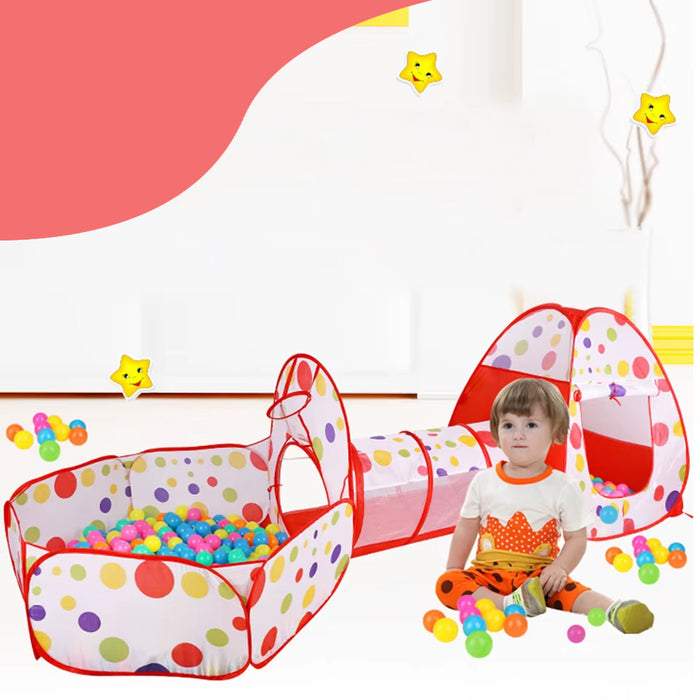 Tenda da Gioco Rosso 3in1 Pieghevole Borsa Casetta Tunnel e Piscina di Palline