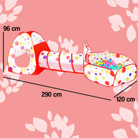 Tenda da Gioco Rosso 3in1 Pieghevole Borsa Casetta Tunnel e Piscina di Palline