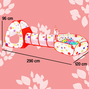 Tenda da Gioco Rosso 3in1 Pieghevole Borsa Casetta Tunnel e Piscina di Palline