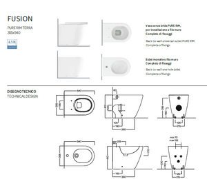 Vaso filomuro bianco lucido - Fusion - Hatria