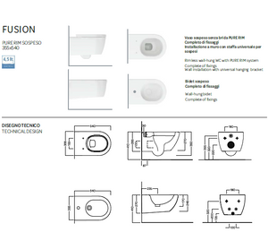 Bidet filomuro bianco lucido - Fusion - Hatria