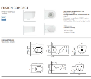 Bidet sospeso bianco lucido - Fusion Compact - Hatria
