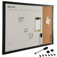 Bacheca Memo Lavagna Magnetica e Sughero Combinata 60x40cm con Accessori inclusi