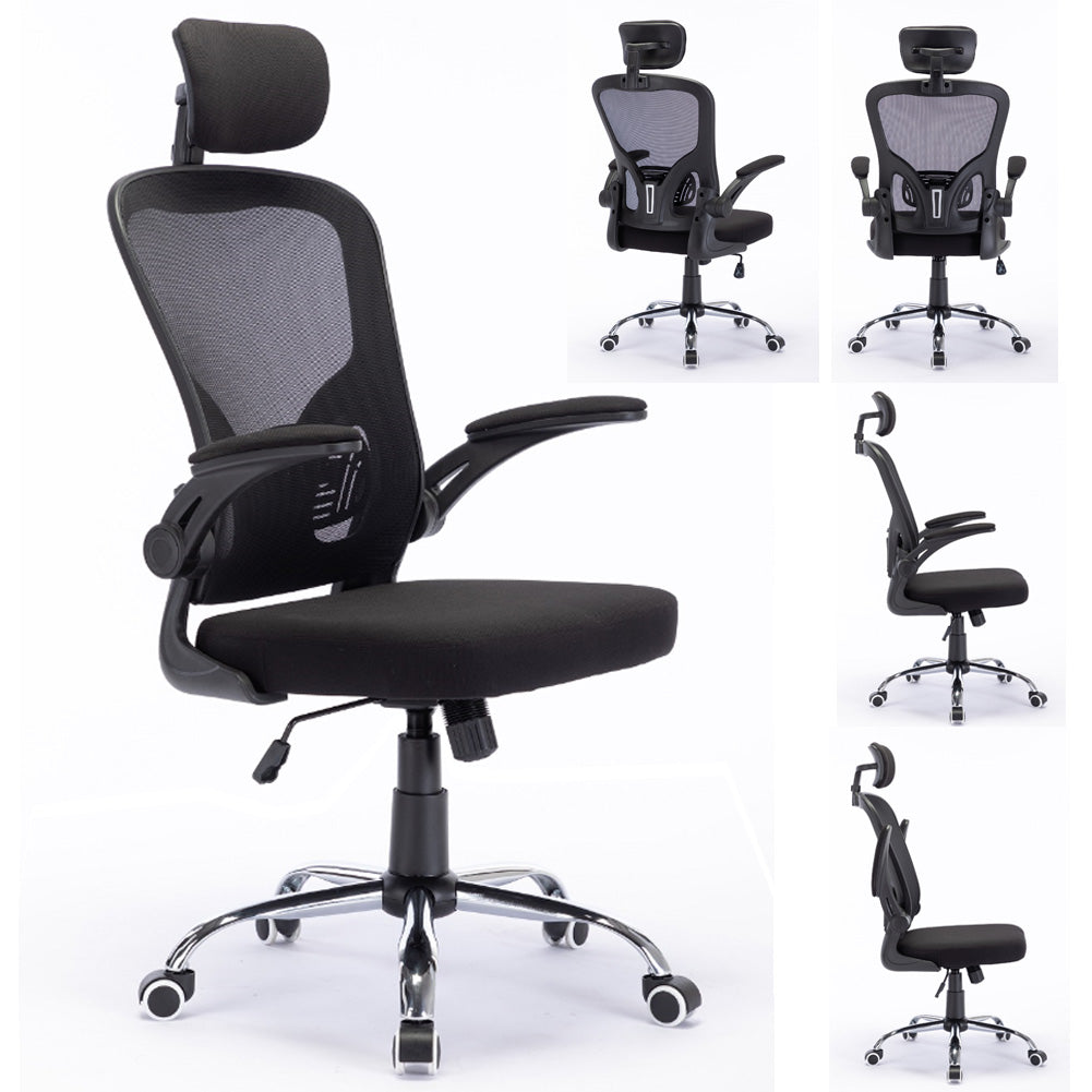 Sedia Ufficio Ergonomica con Schienale Alto Poggiatesta e Braccioli Regolabili