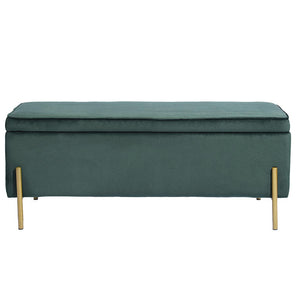 Cassapanca Pouf Contenitore Panca Sgabello Poggiapiedi Tessuto Velluto 105x44H45cm Verde
