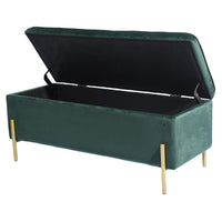 Cassapanca Pouf Contenitore Panca Sgabello Poggiapiedi Tessuto Velluto 105x44H45cm Verde