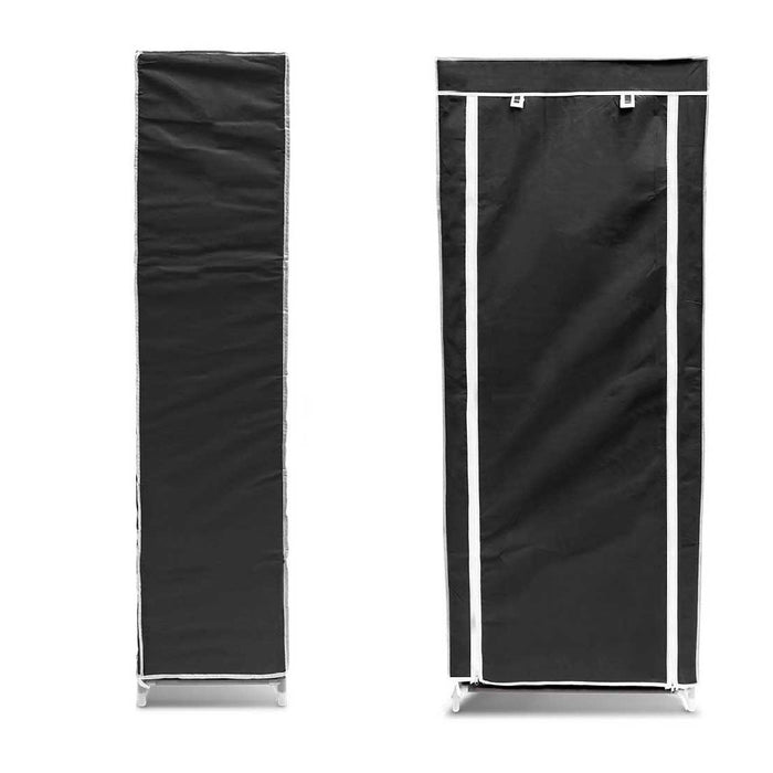 Scarpiera Salvaspazio 10Ripiani 36Paia Struttura Metallo Tessuto TNT 60x30 H150cm Nero