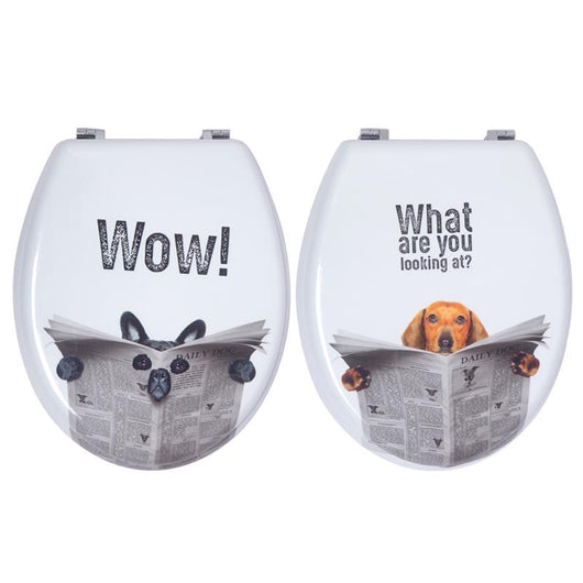 COPRI WC DAILY DOG TAVOLETTA SIMPATICA 36X43 CM INSTALLAZIONE RAPIDA + KIT DI MONTAGGIO CON GANCI IN ACCIAIO FANTASIA ASSORTITA