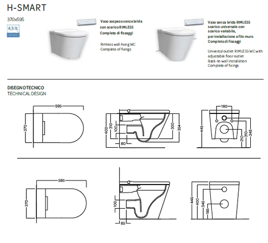 Vaso sospeso automatizzato - bianco - HSmart- Hatria