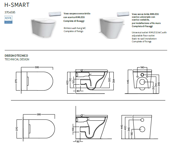 Vaso sospeso automatizzato - bianco - HSmart- Hatria