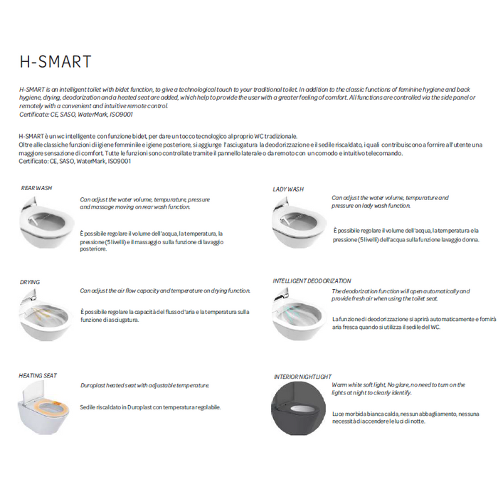 Vaso sospeso automatizzato - bianco - HSmart- Hatria