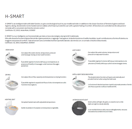 Vaso filomuro automatizzato - bianco - HSmart- Hatria
