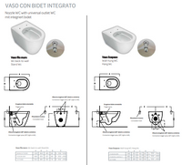 Vaso filomuro con bidet integrato - bianco - Fusion - Hatria