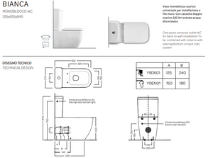 Vaso filomuro monoblocco - bianco - Bianca - Hatria
