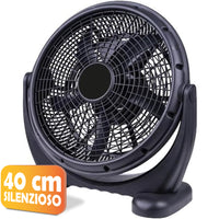 Ventilatore da Tavolo Pavimento Nero 40 cm Potenza 44 Watt Oscillante Silenzioso