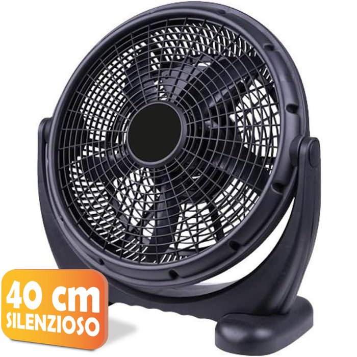 Ventilatore da Tavolo Pavimento Nero 40 cm Potenza 44 Watt Oscillante Silenzioso