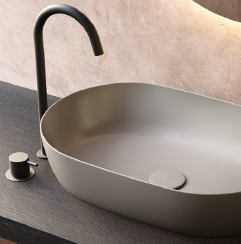 Lavabo da appoggio 12.00 - Happy Hour Slim - Hatria Colori Hatria Sanitari: Cemento Opaco