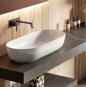 Lavabo da appoggio 21.00 - Happy Hour Slim - Hatria Colori Hatria Sanitari: Terre di Siena lucido