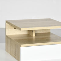 SET DA 2 COMODINI SOSPESI CON CASSETTO E RIPIANO SUPERIORE, IN LEGNO, 35X32X22.5 CM, BIANCO E ROVERE