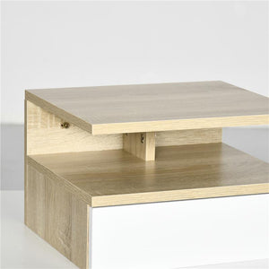 SET DA 2 COMODINI SOSPESI CON CASSETTO E RIPIANO SUPERIORE, IN LEGNO, 35X32X22.5 CM, BIANCO E ROVERE