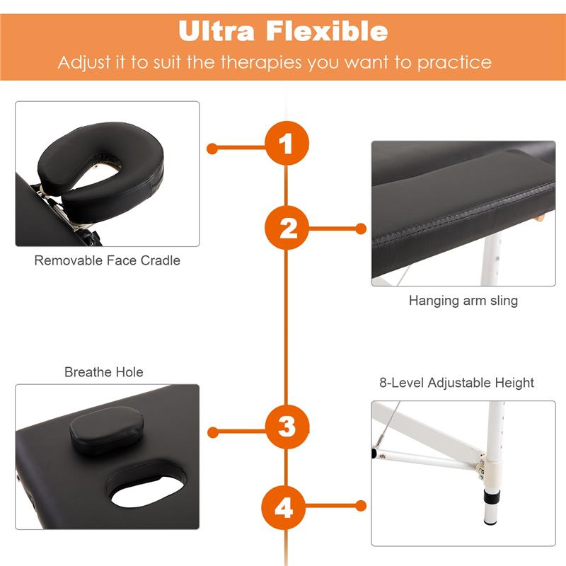 LETTINO MASSAGGIO PIEGHEVOLE IN LEGNO ALTEZZA REGOLABILE E CUSTODIA DA TRASPORTO