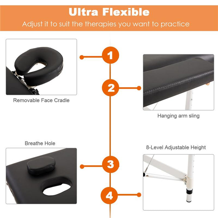 LETTINO MASSAGGIO PIEGHEVOLE IN LEGNO ALTEZZA REGOLABILE E CUSTODIA DA TRASPORTO