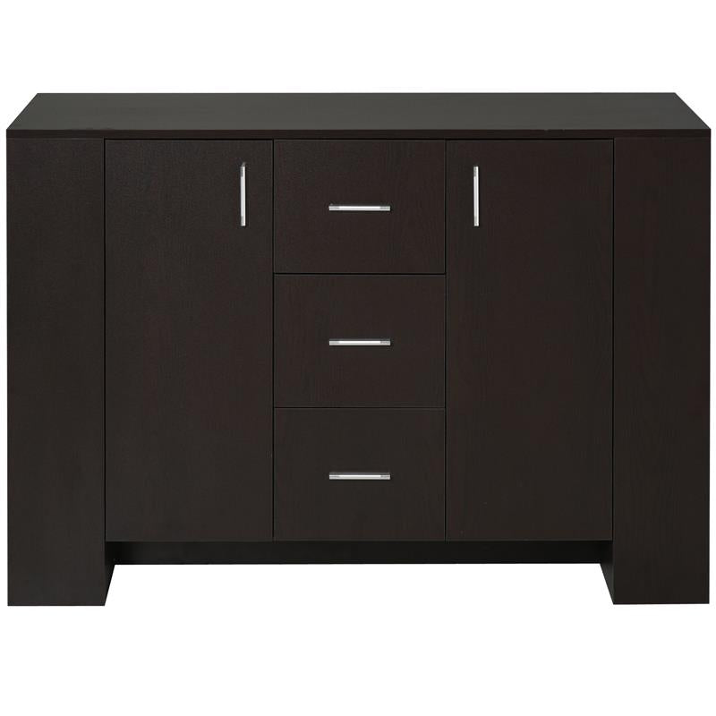 CREDENZA CON 2 ANTE 3 CASSETTI E 3 RIPIANI IN LEGNO SCURO