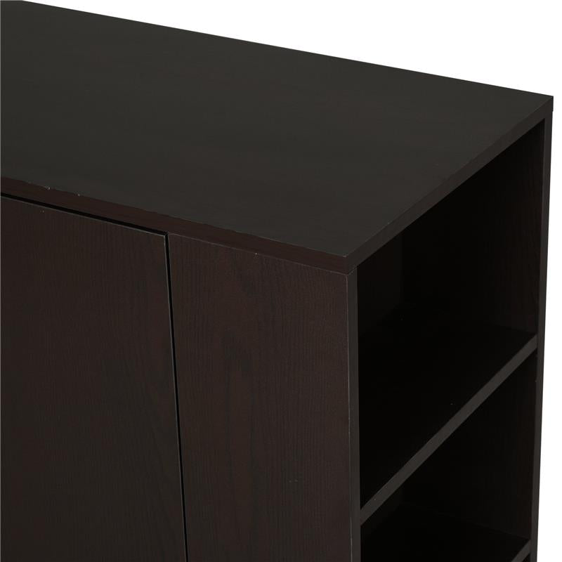 CREDENZA CON 2 ANTE 3 CASSETTI E 3 RIPIANI IN LEGNO SCURO