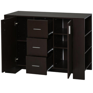 CREDENZA CON 2 ANTE 3 CASSETTI E 3 RIPIANI IN LEGNO SCURO