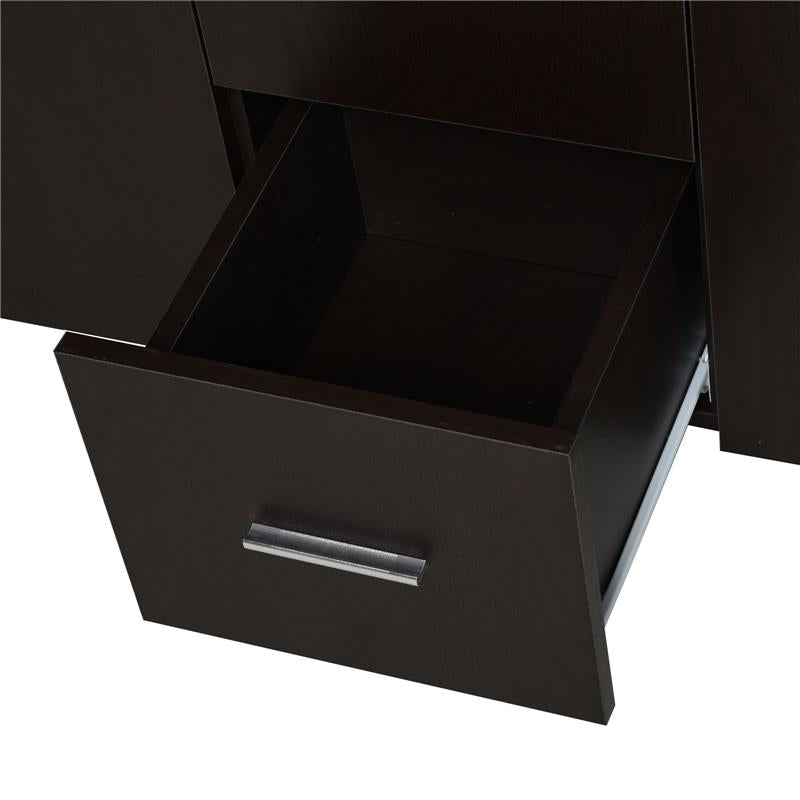 CREDENZA CON 2 ANTE 3 CASSETTI E 3 RIPIANI IN LEGNO SCURO