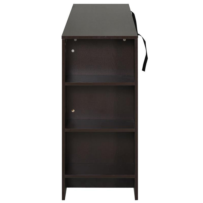 CREDENZA CON 2 ANTE 3 CASSETTI E 3 RIPIANI IN LEGNO SCURO