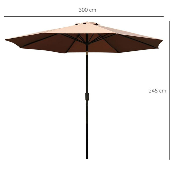 OMBRELLONE DA GIARDINO CON MANOVELLA E TESTA INCLINABILE 300 X 245 CM CAFFÈ