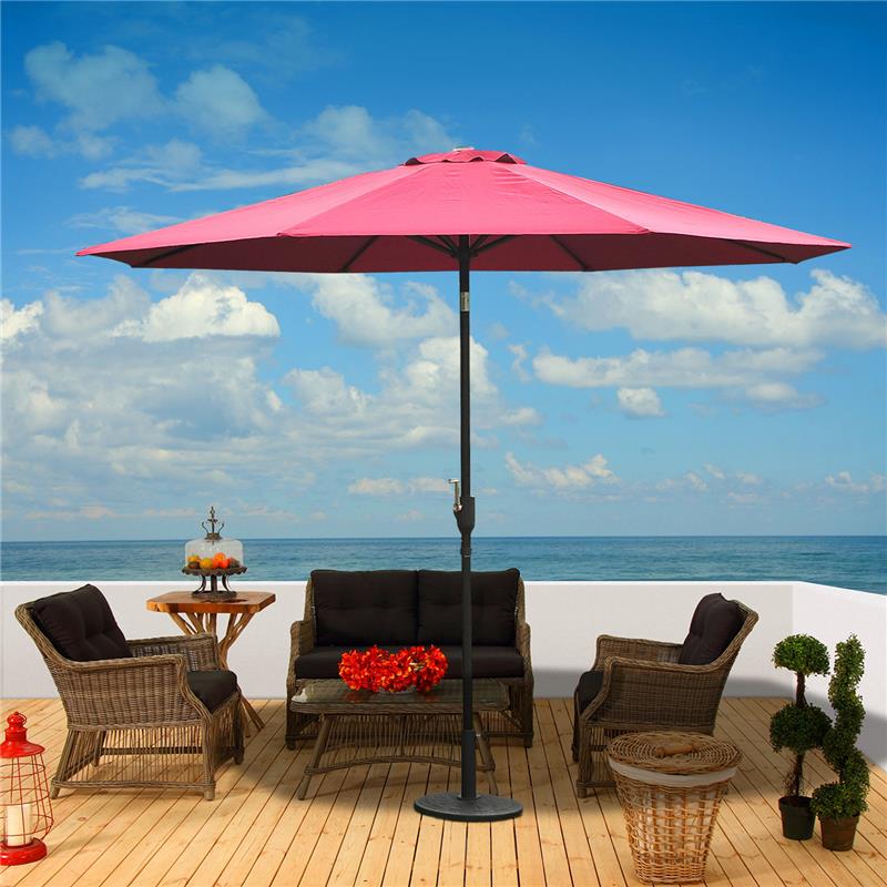 OMBRELLONE DA GIARDINO CON MANOVELLA E TESTA INCLINABILE 300 X 245 CM ROSSO