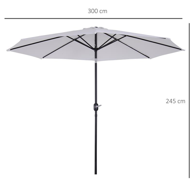 OMBRELLONE DA GIARDINO 300 CM INCLINABILE CON PALO SMONTABILE BIANCO