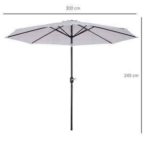 OMBRELLONE DA GIARDINO 300 CM INCLINABILE CON PALO SMONTABILE BIANCO