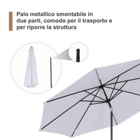 OMBRELLONE DA GIARDINO 300 CM INCLINABILE CON PALO SMONTABILE BIANCO
